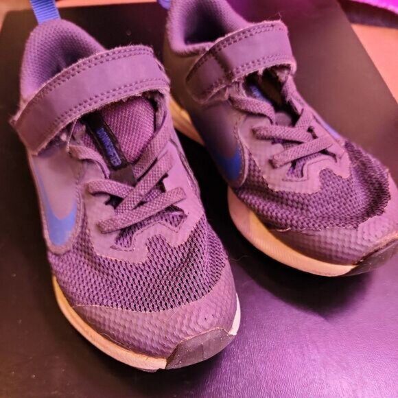 Blue and Gray Velcro Little boys shoes size 11 - Picture 1 of 4